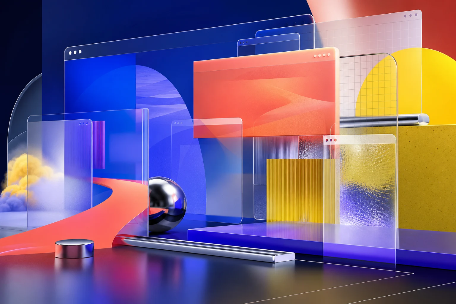 Abstract layered digital interfaces representing Arkidis web design work